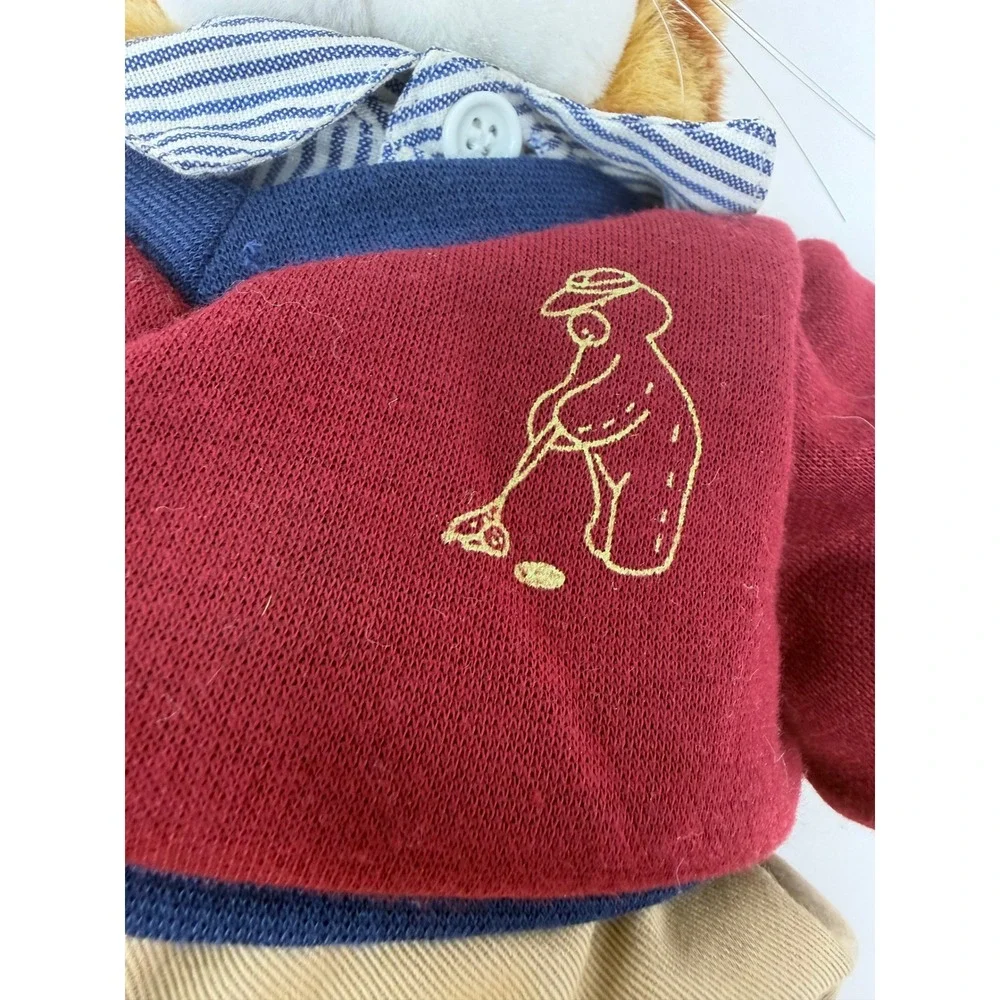 Build-A-Bear Orange Tabby Cat Plush Golfer Outfit Maroon Sweater Khaki Shorts